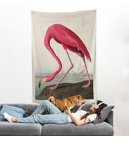 John James Audubon - Amerikan Flamingo Duvar Örtüsü-7301