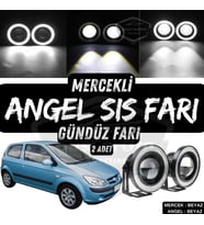 Hyundai Getz 2002–2011 Uyumlu Mercekli Angel Sis Farı Metal 76 mm Beyaz Halkalı Gündüz Farı 2 Adet
