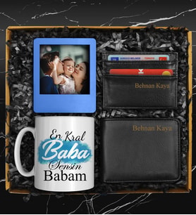 Babalar Gününe Özel Kişiye Özel Tasarım Kupa & Kişiye Özel Cüzdan & Kişiye Özel Kartvizitlik & Kişiye Özel Fotoğraf Çerçevesi Hediye Seti