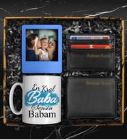 Babalar Gününe Özel Kişiye Özel Tasarım Kupa & Kişiye Özel Cüzdan & Kişiye Özel Kartvizitlik & Kişiye Özel Fotoğraf Çerçevesi Hediye Seti
