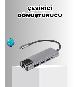 Alüminyum Kasalı MacBook USB-C Hub – 4K HDMI, USB 3.0, SD/TF Kart Girişi, PD Şarj Desteği