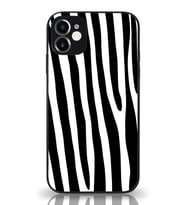PrintiFy Apple iPhone 11 Kamera Korumalı Zebra Desenli Cam Kapak Siyah