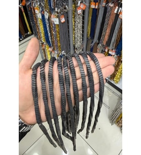 Hematit Taşı Dalgalı Rondela Kesim Mat Siyah 6x3mm Doğal Taş Dizi
