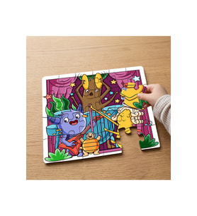 Eğlenen Sevimli Canavarlar Tasarımlı 24 Parça Ahşap Çocuk Puzzle MPK0151