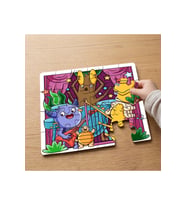 Eğlenen Sevimli Canavarlar Tasarımlı 24 Parça Ahşap Çocuk Puzzle MPK0151