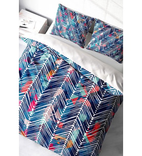 Blue Pattern 3d Pamuk Saten Çift Kişilik Nevresim Takımı