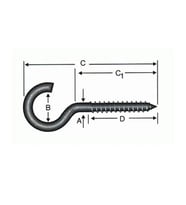 Northcity Açık Piton Kanca Çengel 24x200 - 100 Adet Galvaniz Çelik Montaj ve Bağlama