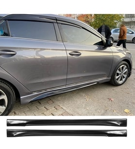 Hyundai i20 Çıkıntılı Yan Marşpiyel Seti Plastik 2 Adet Mat Siyah 2014 2015 2016 2017 2018 karlık+ek+bodykit