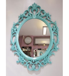 Ayna Denizi Vintage Turquoise Taç Model Turkuaz Renk Dekoratif Ayna