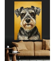 Sevimli Schnauzer Köpek Portresi Dekoratif Kanvas - Mdf Ahşap Tablo