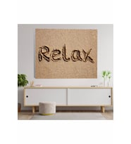 Kumsalda Relax Yazılı Kanvas Tablo