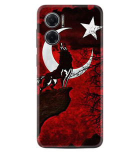 Xiaomi Redmi Note 11E Kılıf Resimli Desenli Baskılı Silikon Wolf and Moon 2 1381