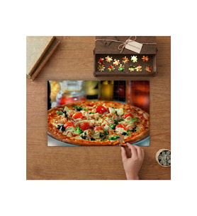 Peynirli Domatesli Pizza Tasarımı 240 parça Ahşap Puzzle Ahşap Kutuda MP01906
