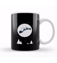 Christmas Night Silhouette Sleigh Bells Reindeer Kupa Bardak Porselen