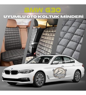 Bmw G30 Antrasit Renk Tay Tüyü Cepli & Terletmez Sırtlı Oto Koltuk Minder Seti - Koltuk Koruma Kılıfı (ÖN & ARKA TAM SET)