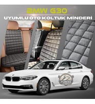Bmw G30 Antrasit Renk Tay Tüyü Cepli & Terletmez Sırtlı Oto Koltuk Minder Seti - Koltuk Koruma Kılıfı (ÖN & ARKA TAM SET)