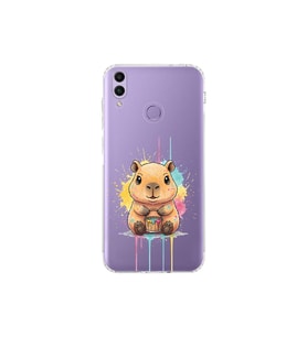 Honor 8C ile Uyumlu Splash Kapibara Tasarımlı Şeffaf Silikon Kılıf