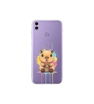 Honor 8C ile Uyumlu Splash Kapibara Tasarımlı Şeffaf Silikon Kılıf