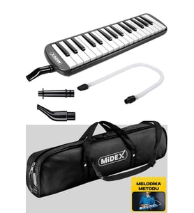 Midex ML-32BK Melodika Seti 32 Tuşlu Siyah Renk METOD HEDİYE (Tuşlarda Nota Yazmaktadır)