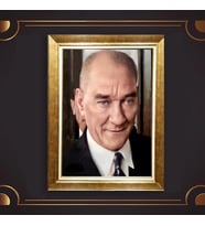 Özel Seri Paspartulu Çerçeveli Atatürk Tablo l393 (Gold)