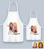 BK Gift Kişiye Özel İkili Anne Kız Karikatürlü Mutfak Önlüğü Seti-4, Anneye Hediye, Anneler Günü Hediyeleri