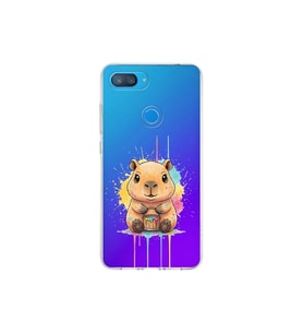 Xiaomi Mi 8 Lite ile Uyumlu Splash Kapibara Tasarımlı Şeffaf Silikon Kılıf
