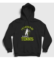 Presmono Unisex Siyah I Rather Play Spor Tennis Tenis Kapüşonlu Sweatshirt 334837tt