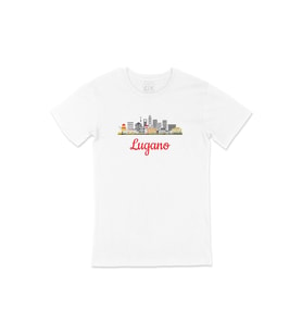 Lugano Manzaralı Tişört (Beyaz)