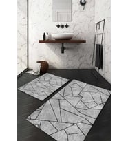 Dijital Baskılı Kaymaz Taban Yıkanabilir 2'li Klozet Takımı Banyo Paspası NDKZ-HT-1479 (Gri)