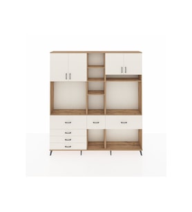 Arges Gardrop 11 Raflı 6 Çekmeceli 4 Kapaklı 220x30x243 Çam-Aytaşı