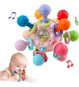 Toys Bebek Montessori Duyusal Diş Kaşıyıcı Top Çok Renkli
