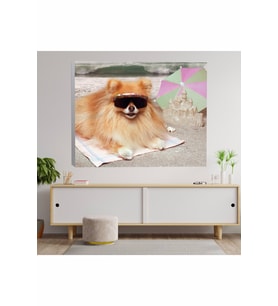 Kumsalda Köpek Kanvas Tablo