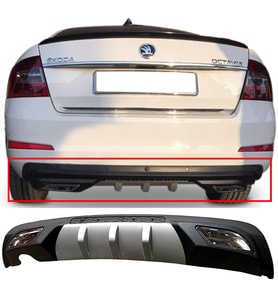 Skoda Octavia Difüzör Difizör Gri + Kare Egzoz Görünüm C Tip