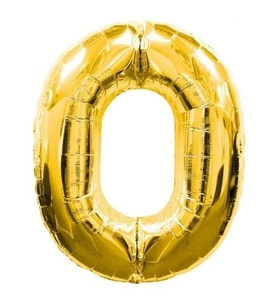 Gold Folyo Balon 0 Rakamı 87 Cm - Büyük Boy Altın Renk Parti Balonu