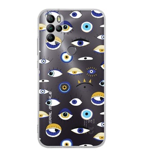 PrintiFy GM 21 Pro New Edition ile Uyumlu 1mm Slim Fit Nazar Boncuğu 2 Baskılı Silikon Şeffaf Kılıf