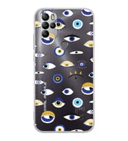 PrintiFy GM 21 Pro New Edition ile Uyumlu 1mm Slim Fit Nazar Boncuğu 2 Baskılı Silikon Şeffaf Kılıf