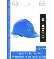 CE Belgeli Dayanıklı Ter Bantlı Ayarlanabilir Şantiye İnşaat İş Güvenliği Mavi Emniyet Bareti