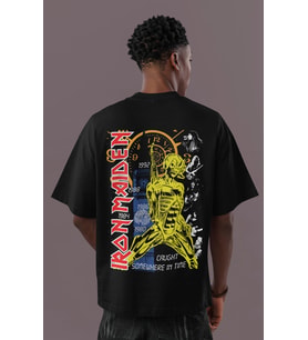 Tasarım Iron Maiden Rock Metal Sırt Baskılı Unisex Oversize Müzik Grubu Tişört