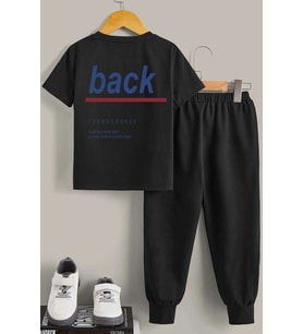 Çocuk Back Alt - Üst Eşofman Takımı (Siyah)