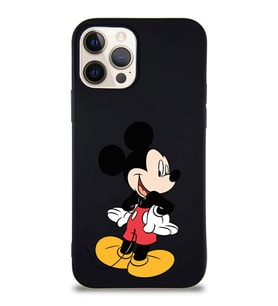 Apple iPhone 12 Pro Soft Premier Kapak Mickey Mouse-D Tasarımlı Silikon Kılıf - Siyah (Şeffaf)