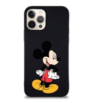 Apple iPhone 12 Pro Soft Premier Kapak Mickey Mouse-D Tasarımlı Silikon Kılıf - Siyah (Şeffaf)