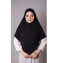 Siyah Pratik Hazır Geçmeli Tesettür Eşarp Aerobin Kumaş Düz Hijab 2309_01