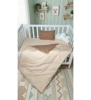 Baby Clime, 5 Parça Uyku Seti 90x130 Yorgan - Bulut Yastık Hediyeli (Bej-Kahve)