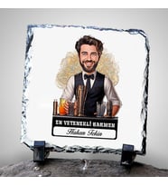 Kişiye Özel Hediye Karikatürlü En Yakışıklı Barmen Dekoratif Taş
