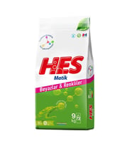 HES Matik Toz Çamaşır Deterjanı 9KG Beyazlar ve Renkliler Tüm Çamaşırlar (72 Yıkama)