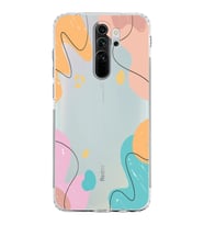Xiaomi Redmi Note 8 Pro  Kamera Korumalı Kapak Karışık Renkler Tasarımlı Şeffaf  Kılıf