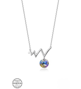 SWAROVSKİ TAŞLI  KALP RİTİM  925 AYAR GÜMÜŞ KOLYE