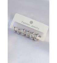 Pirinç Gümüş Renk Oval Bombeli Küpe Seti 5886 - HPSBYI3009-1822