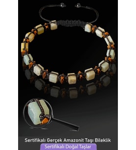 Sertifikalı Küp Model Gerçek Amazonit Taşı Bileklik - Ayarlamalı (Çok Renkli)