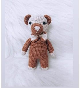Kahve Miniş Ayıcık Uyku Arkadaşı Amigurumi Organik Oyuncak